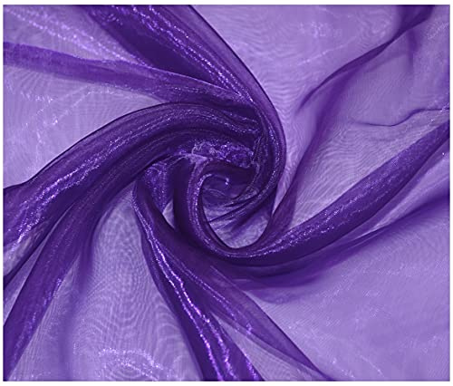 Premium Crystal Organza Voile Fancy Dress Costume Decorations Fabric 150cm Wide/Sold by The Metre (Purple)