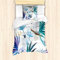 ABAKUHAUS Tropisch Bettbezug Set für Einzelbetten, Aquarell Parrot Palm, Milbensicher Allergiker geeignet mit Kissenbezug, Weiß Hellblau