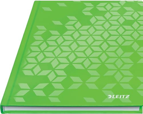 Leitz WOW Notizbuch A5 liniert, Hardcover, 160 Seiten, 80 Blatt FSC-zertifiziertes Papier (80 g/m²), Hochwertiger laminierter Einband, Fadenheftung, Für Büro, Schule oder als Tagebuch, Grün, 46271054