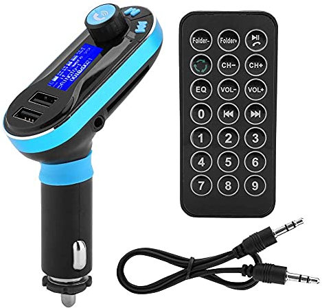 Heayzoki Transmisor FM Bluetooth, Coche inalámbrico Puerto USB Dual Bluetooth MP3 Transmisor FM Radio Car Kit con reducción de Ruido Mic, Llamada HD, Función de Control Remoto por Infrarrojos.