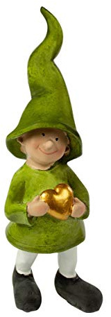 Manufaktur Lichtbogen Dekofiguren Wichtel grün mit Herz