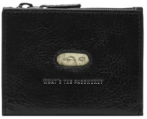 Fossil Herren Andrew Leder Minimalistische Reißverschluss Kartenetui Brieftasche für Männer, Schwarz, Einheitsgröße