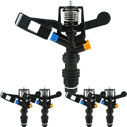 Suinga Pack 5 Aspersor de Riego Agricola Circular 360º, Alcance 1/2. 7-14 Metros. Caudal 0,76 a 1,68 m3/Hora. Presión de Trabajo 1,5 a 4,0 Bar, Negro