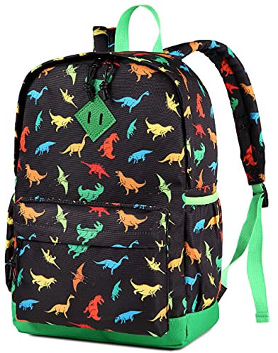 VASCHY Kinderrucksack Jungen, Niedlich Wasserabweisend Vorschule Kinder Rucksack Leicht Kindergarten Mädchen Kleinkind Rucksack mit Brustgurt Schwarzer Dinosaurier