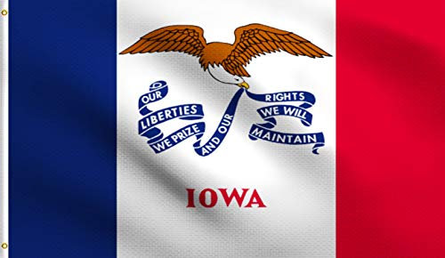 DMSE Iowa Staatsflagge, 60 x 90 cm, 100 % Polyester, 100D Flagge, UV-beständig, 60 x 90 cm