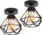 TOKIUS 2 pezzi Plafoniera vintage E27 Lampadario Soffitto Industriale Metallo Gabbia ferro Nero per Corridoio Portico Camera da Letto
