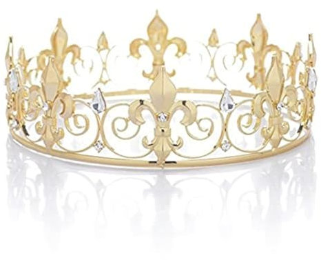 LEEMASING Royal Full King Krone Metall Kronen und Tiaras für Männer Cosplay Hochzeit Prom Party Dekorationen Krone Kopfbedeckungen Zubehör (Gold)