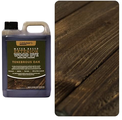 Littlefair's Holzlasur Außen 5ltr - Holzlasur Für Natürliche Holzmaserung - Wasserbasierte Holz Lasur - Schnell Trocknend, Schützt Und Umweltfreundlich - Farbe:Dunkle Eiche)