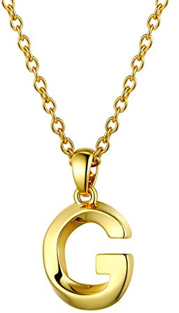 Bestyle Buchstaben Anhänger Gold Halskette Damen Schmuck aus Edelstahl Women Necklace Initialen Kette 45-50cm buchstabe g