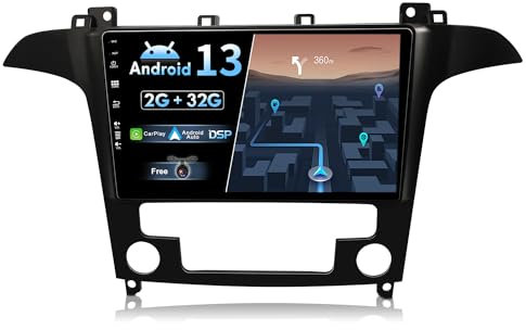 JOYX Android 13 IPS Autoradio Passt für Ford S-Max (2007-2008) - Eingebautes CarPlay Android Auto - KOSTENLOS Rückfahrkamera - 2G+32G - 9 Zoll 2 Din - DSP DAB Lenkradsteuerung WiFi Fast-Boot BT 4G