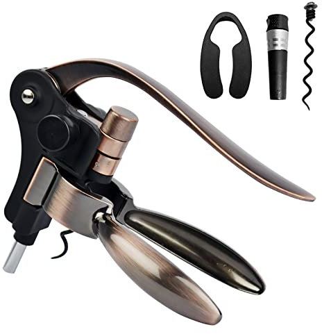 Ouvre bouteille de vin, Tire bouchon professionnel Ouvre-bouteille, levier manuel, tire-bouchon avec pompe à levier ergonomique, spirale, style lapin, tire-bouchon avec coupe-capsule
