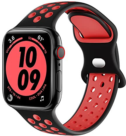 Higgs Sport Strap Compatible with Apple Watch Strap 44mm 45mm 46mm 42mm 49mm 40mm 38mm 41mm, Breathable Silicone Double Hole Band for iWatch Strap Series 10 9 8 7 6 5 4 3 2 1/SE/Ultra