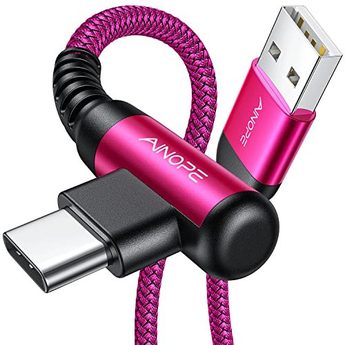 AINOPE Typ C USB-Kabel, 2er-Pack, 2 m, 3,1 A, Ladegerät, Schnellladung, rechtwinklig, langlebiges Nylon geflochtenes S9 Ladekabel, kompatibel mit Galaxy S10, S9, Plus S21, Note 10, 9, LG, Smartphone