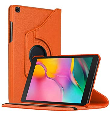 TechDealsUK Funda giratoria 360 para Samsung Galaxy Tab A 8.0 (2019) T290 T295 Funda de Cuero con Soporte (Naranja)