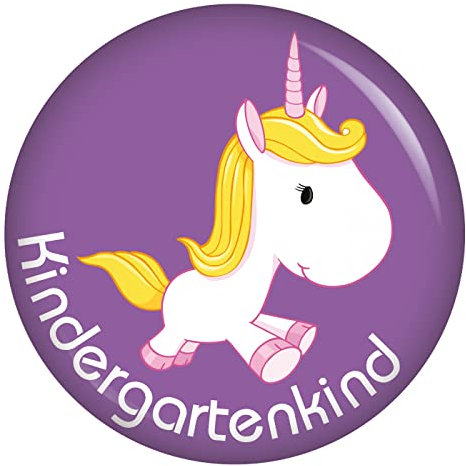 Kiwikatze Kindergartenkind Einhorn Button 37 oder 56 mm Ansteckbutton Kindergarten Geschenke für Kinder Kita Rucksack Geschenk Deko Geschenke Kalender Countdown Ansteckpins Ansteckbutton (37 mm)