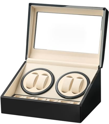 LINGFANSTORE Automatische Uhrenbeweger Box,luxuriöser Uhrenbeweger,Uhrengehäuse mit leisem Mabuchi Motor,Lagerung Schmuckschatulle(Schwarz Klavierlacken-116B)
