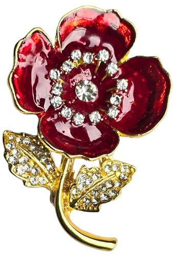 GFM® Brosche mit Mohnblumen-Motiv, Mohnblume, Gedenktag (Brch-PPY-143-B), S, Metall