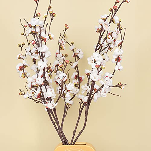 4 fiori artificiali di prugna, 47,5 cm, gambo lungo in seta, rami di fiori di prugna, bouquet di fiori per casa, cucina, fai da te, centrotavola decorazione