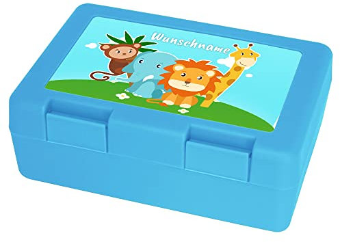 Eurofoto Brotdose personalisiert mit Namen und Motiv – Zoo Tiere | Brotbox mit Wunschnamen