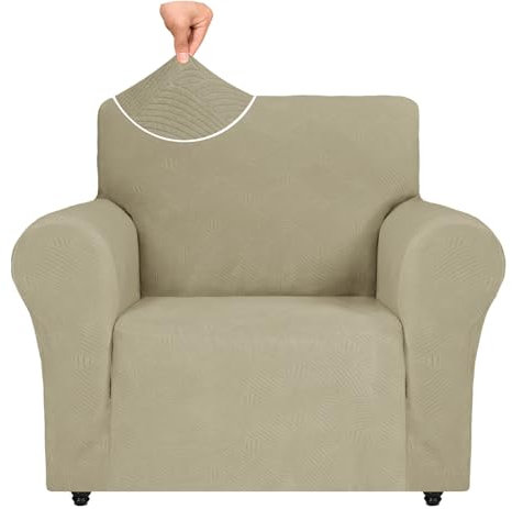 Ystyle Sesselbezug Stretch, Sessel Überzug, Sofabezug 1 Sitzer, Sofaschoner rutschfest, Sofa Überzug, Elastisch Couch Überzug Mit Armlehnen, Sofa Cover Sofahusse Sesselhusse, Khaki