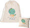 EVYRE | Pack Bolsa y Neceser | Mochila Infantil Personalizada Con Nombre + Neceser Bebe Guarderia | Mochila de Cuerdas Niño/a Algodón Orgánico | Bolsa Merienda Infantil | Dinosaurio Azul