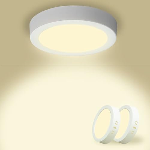 Yexati 2 Stück Deckenlampe LED Deckenleuchte Flach Rund 15W 4500K 1620LM IP44 Wasserfest Modern Badezimmer Lampe, Badlampe Decke Küchenlampe Weiß für Küche Bad Schlafzimmer Flur Balkon Keller Ø17cm