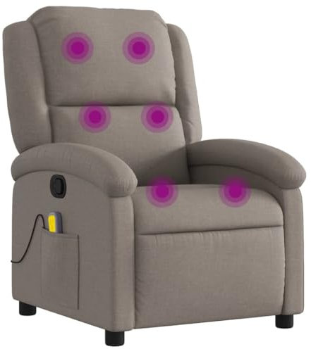 vidaXL Fauteuil de Massage Inclinable, Chaise de Relaxation avec Dossier et Repose-Pied, Siège Inclinable, Fauteuil TV, Moderne, Taupe Tissu