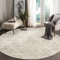 payé Teppich Rund - 200x200cm - Beige - Rauten Look Meliert - Boho Frasen Teppiche - Wohnteppich Schlafzimmer Deko