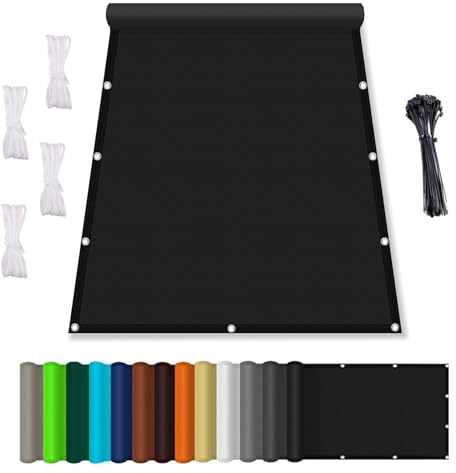 Sonnenschutz Balkon, Balkonverkleidung mit Seil, Wasserdicht markisenstoff, Wasserabweisend Imprägniert 95% Uv-Block für überdachung Balkon Terrasse Schwimmbad, Schwarz 2x2M