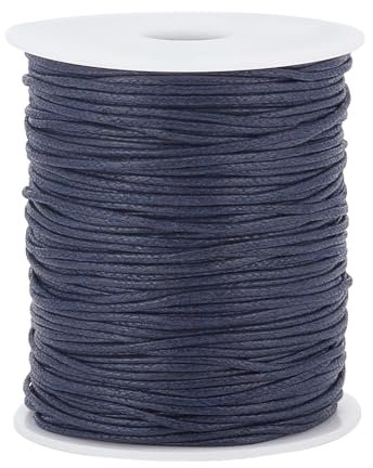 PH PandaHall 1.5mm Cavo Cerato, 91m Filo di Cotone Cerato Blu Cordoncino di Cera Spago per Perline Cerato per Braccialetti Collane Acchiappasogni Gioielli Cucito Macramè Progetto di Cucito