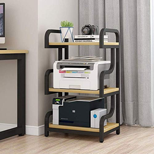 Druckerständer, Stahlrahmen, Druckerständer, Mehrzweck-Aufbewahrungsregal für Zuhause, Büro, Druckerregal in der Nähe des Schreibtisches mit 4 Kissen, 4-stufiges Druckerregal