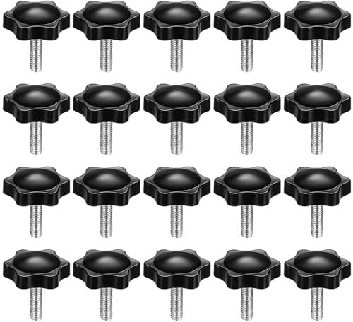 20 Pièces Bouton de Serrage à Vis, M6 x 20 mm Bouton Moleté, Vis de Pouce, Vis a étoile, Vis de Derrage Moletées, Vis de Poignée de Serrage, Poignée de Machine, Boutons de serrage en étoile