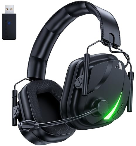 Vakedy HW12 Wireless Gaming Headset with Mic 2.4GHz Bluetooth Gaming Headphones Wireless of Duty/FPS Gamers,50Hr Battery Life Gamer Headset for PS5, PS4, PC, Switch, Mac,Low Latency,Lightweigh (Black)
