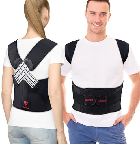 COMFORCE Rückenbandage Rückenstützgürtel für Herren und Damen,Rückenstütze zur Haltungskorrektion bei Rückenschmerzen, Verstellbar und Atmungsaktiv. Bequemer Haltungskorrektor (Taille: 71-86 cm).