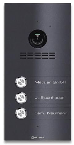 Metzler VDM10 2.0 Video Sprechanlage mit türöffner - Anschluss 2-Draht IP - Türsprechanlage mit HD-Kamera - 3 Familienhaus Sprechanlage - Smartphone App - in DB 703 Eisenglimmer | Kian