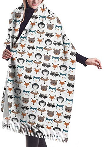 ODHHGDF Langer Schal für Damen mit Hirsch, Bär, Maus, Winter/Herbst, Pashmina-Schal, Siehe Abbildung, Einheitsgröße