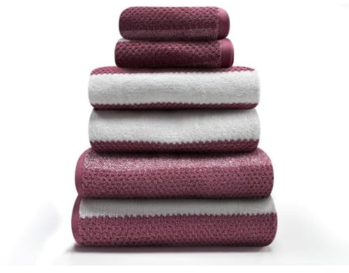 GC GAVENO CAVAILIA Luxury Hand Towels 2 Pack - Highly Water Absorbent Fingertip Towel Washcloth - Easycare 100% Cotton Stripe Towel (50x80 CM) - Gym, Spa Thick Hand Cloths - Dark Pink