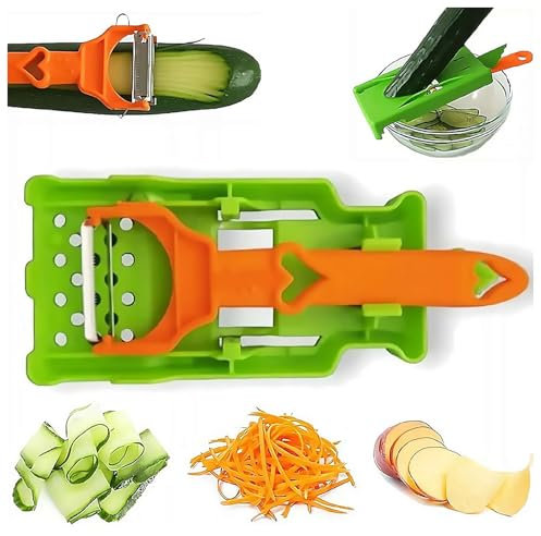 Juego de utensilios de cocina multifuncionales, pelador multifuncional 2025, cortador 2 en 1 y juego de juliana para patata, naranja, limón, pelador doble con exprimidor de limón