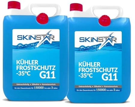 SkinStar Kühlerfrostschutz -35°C | G11 | G12 | G13 | Kühlflüssigkeit | gebrauchsfertig Kühlmittel | Antifreeze Frostschutz Auto | Autochemikalien (10l, G11)