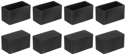sourcing map Rubber Furniture Leg Caps, 8Pcs 40x20mm Rectangle Chair Leg Tips Caps, Furniture Foot End Caps Covers Floor Protectors for Table, Chair, Machinery Equipment Feet (Black)