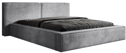 Luxusbetten24 Designer Polsterbett Ophelia in Cord 160x200 mit Stauraum | Bezug: Cord | Farbe: Grau