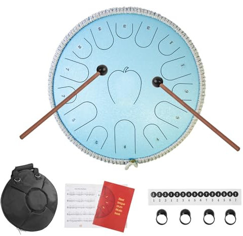 Hengsong 3er Zungentrommel 14 Zoll 15 Töne C-Dur,Regentrommel Outdoor,Handtrommel,Handpan,Tongue Drum für Meditation Zubehör&Musical Instruments&Klangheilung,Kohlenstoffstahl