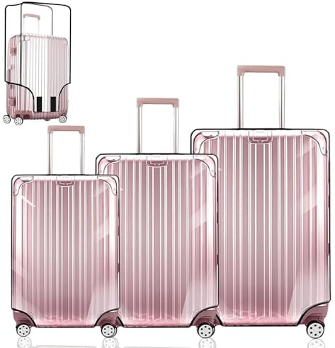 Exquilnova 3 Stück Kofferschutzhülle Transparent, 20 + 24 + 28 Zoll Koffer Schutzhülle, PVC Kofferhülle, Kofferüberzug Schutzhülle, Wasserdichter, Staubdichter Durchsichtige Tasche
