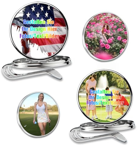 RSQGT Personalised Golfball Marker with Magnetic Hat Clip, Custom Golf Zubehör for Men and Women, Frauen und Golfer Geschenk für Papa Freund (Hüte.)