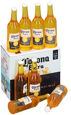 HilBeliFU 8Pcs Mini Beer Bottles, 1:12 Vivid Details Miniature Beer Bottle with Box, Beer Bottle Model, Plastic Beers Bottles Prop for Home Decoration, DIY Crafts, 1.5x0.4in