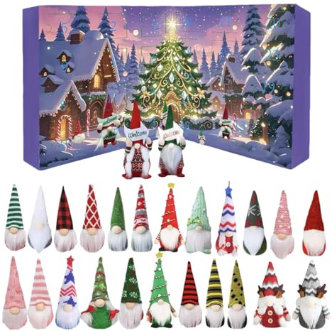 Adventskalender 2025 Mädchen Weihnachtszwerg-Adventskalender 2025,24-tägiger Countdown bis Weihnachten,mit Anhängern und Ornamenten zum Thema Zwerg,mit sammelbaren Zwergenpuppenfiguren