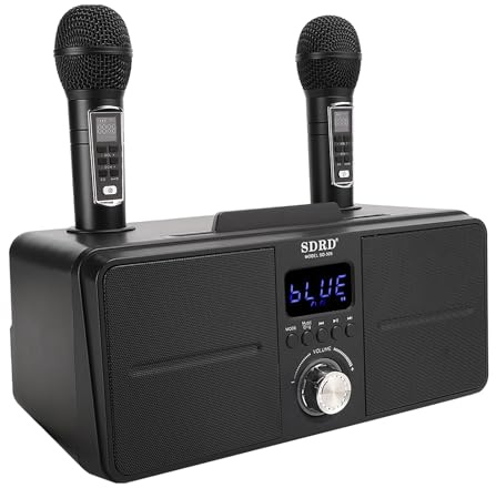 Pssopp Altoparlante per Karaoke, Metallo ABS, Suono dei Bassi Completo, Microfono Integrato, Ideale per KTV Familiare e Pratica Musicale (BLACK)