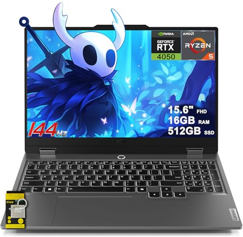 Lenovo LOQ Gaming Laptop 15.6 FHD IPS 144Hz (100% sRGB G-SYNC) AMD Quad-core Ryzen 5 7235HS 16GB RAM 512GB SSD GeForce RTX 4050 Backlit Nahimic Privacy Camera Rapid Charge Win11 w/ICP Hub