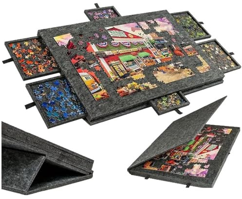 ByteRunning Puzzlebrett,Puzzletisch mit Schubladen,Neigbare Puzzle-Platte aus Filz,Puzzle-Aufbewahrungsbrett,rutschfeste Oberfläche,Einfach Verstaubau,für Hobbyisten und kreative Aktivitäten