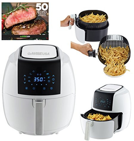 GoWISE USA XL - Freidora de aire digital 8 en 1 con libro de recetas, 5.8 cuartos de galón, color blanco